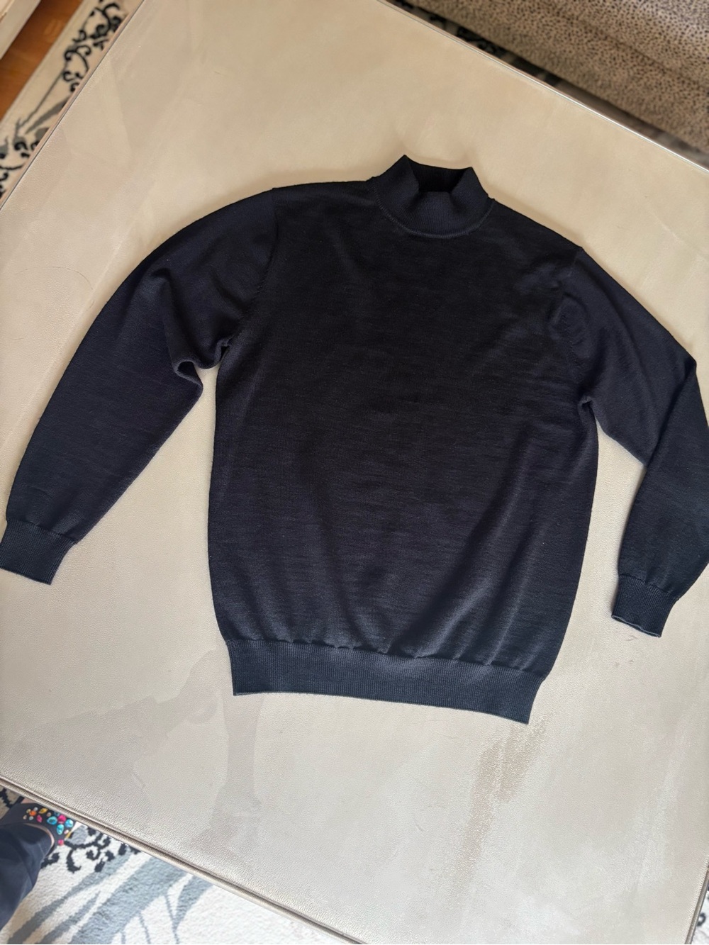 Men's Black Mock Neck Sweater - Classic Knit
